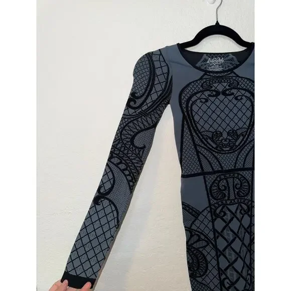 Intimately Free People Bodycon Mini Long Sleeve Geometric Dress - Picture 6 of 8
